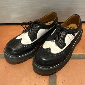 Dr. Martins black and white 3989 Bex Smooth Leather Brogue Shoes